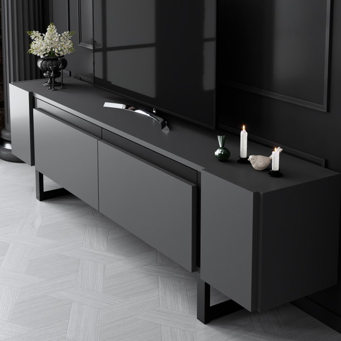 Hanah Home Yildiz Soporte para Televisión Antracita y Negro Hanah Home Yildiz Soporte para Televisión Antracita y Negro